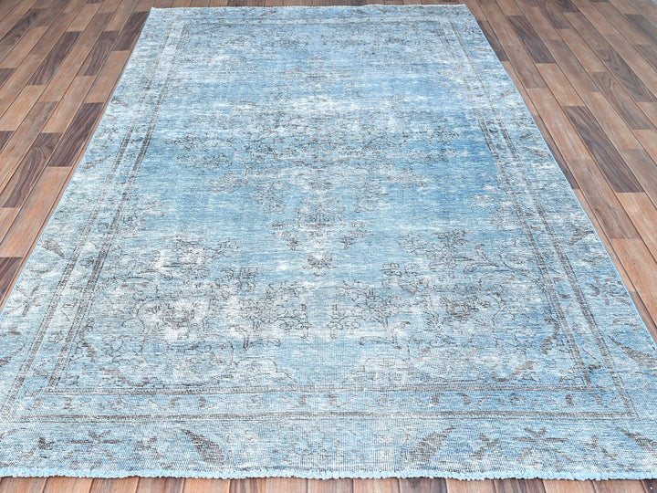 5'5" x 8'10" Vintage Hand Knotted Blue Wool Rectangle Oriental Rug - MOA10285405