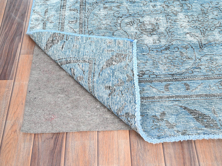 5'5" x 8'10" Vintage Hand Knotted Blue Wool Rectangle Oriental Rug - MOA10285405