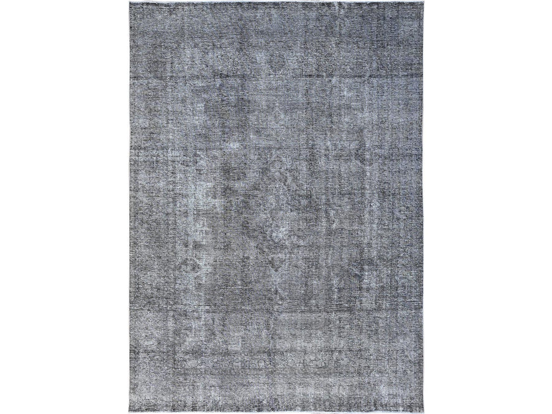9'4" x 12'10" Vintage Hand Knotted Grey Wool Rectangle Oriental Rug - MOA10285406