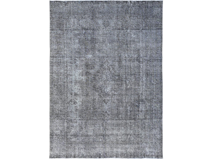9'4" x 12'10" Vintage Hand Knotted Grey Wool Rectangle Oriental Rug - MOA10285406