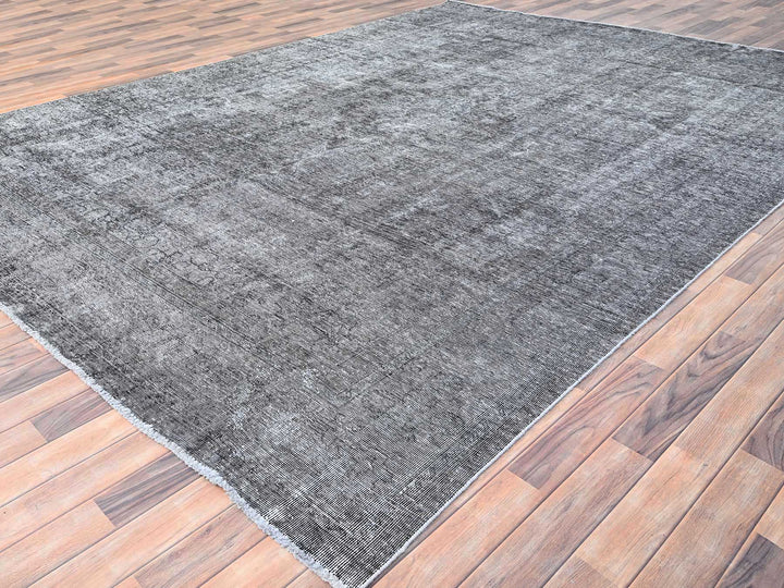9'4" x 12'10" Vintage Hand Knotted Grey Wool Rectangle Oriental Rug - MOA10285406