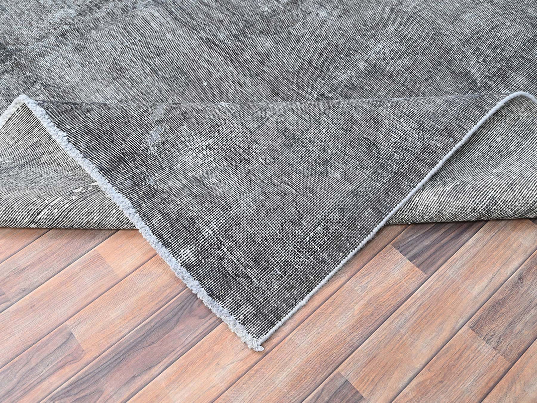 9'4" x 12'10" Vintage Hand Knotted Grey Wool Rectangle Oriental Rug - MOA10285406