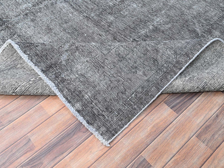 9'4" x 12'10" Vintage Hand Knotted Grey Wool Rectangle Oriental Rug - MOA10285406