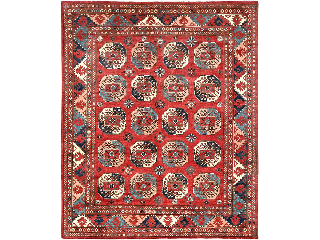 8'2" x 9'10" New Hand Knotted Red Wool Rectangle Oriental Rug - MOA10285416