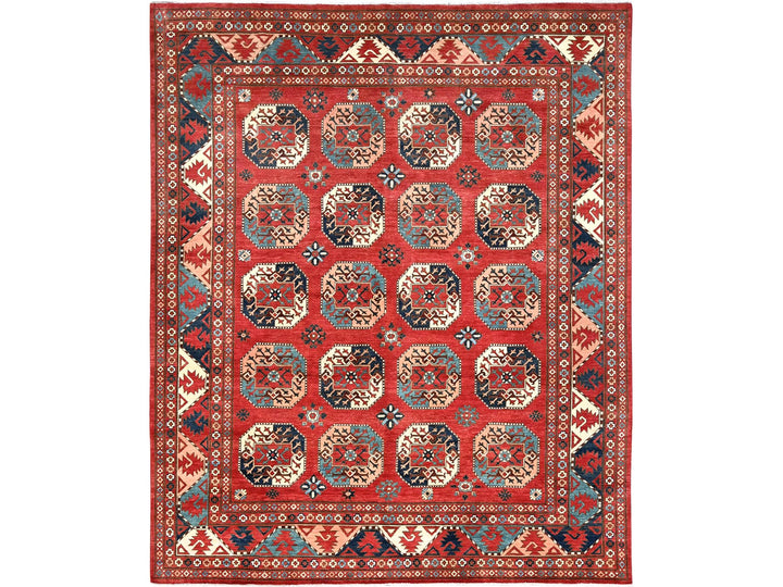 8'2" x 9'10" New Hand Knotted Red Wool Rectangle Oriental Rug - MOA10285416