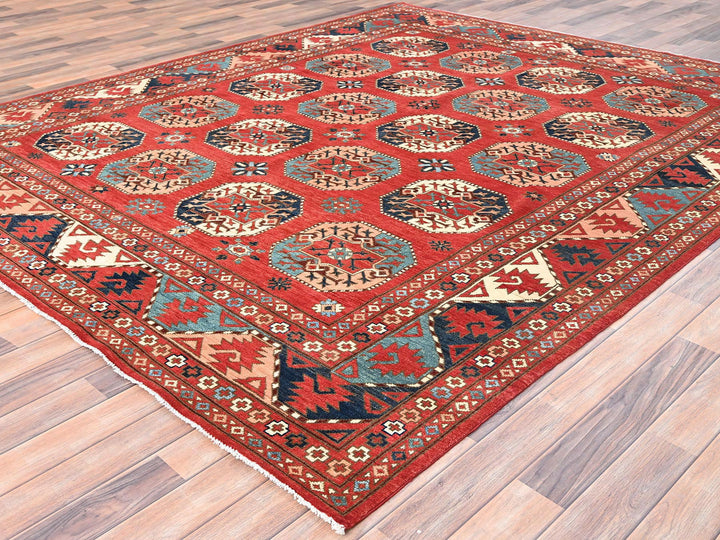 8'2" x 9'10" New Hand Knotted Red Wool Rectangle Oriental Rug - MOA10285416