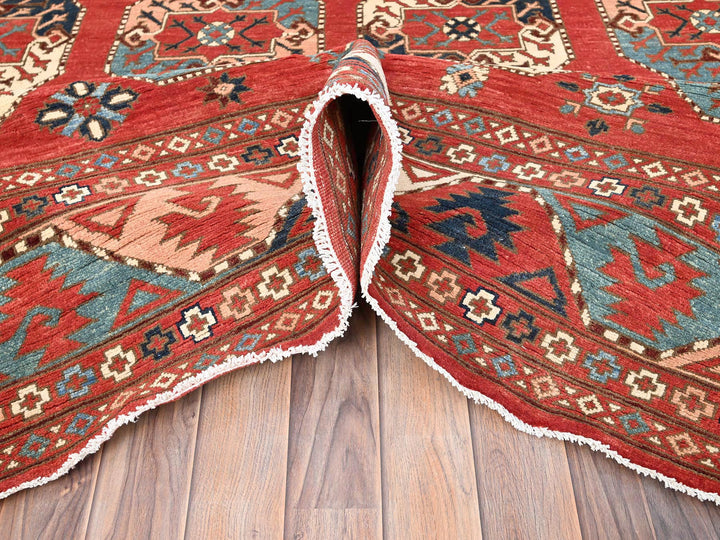 8'2" x 9'10" New Hand Knotted Red Wool Rectangle Oriental Rug - MOA10285416