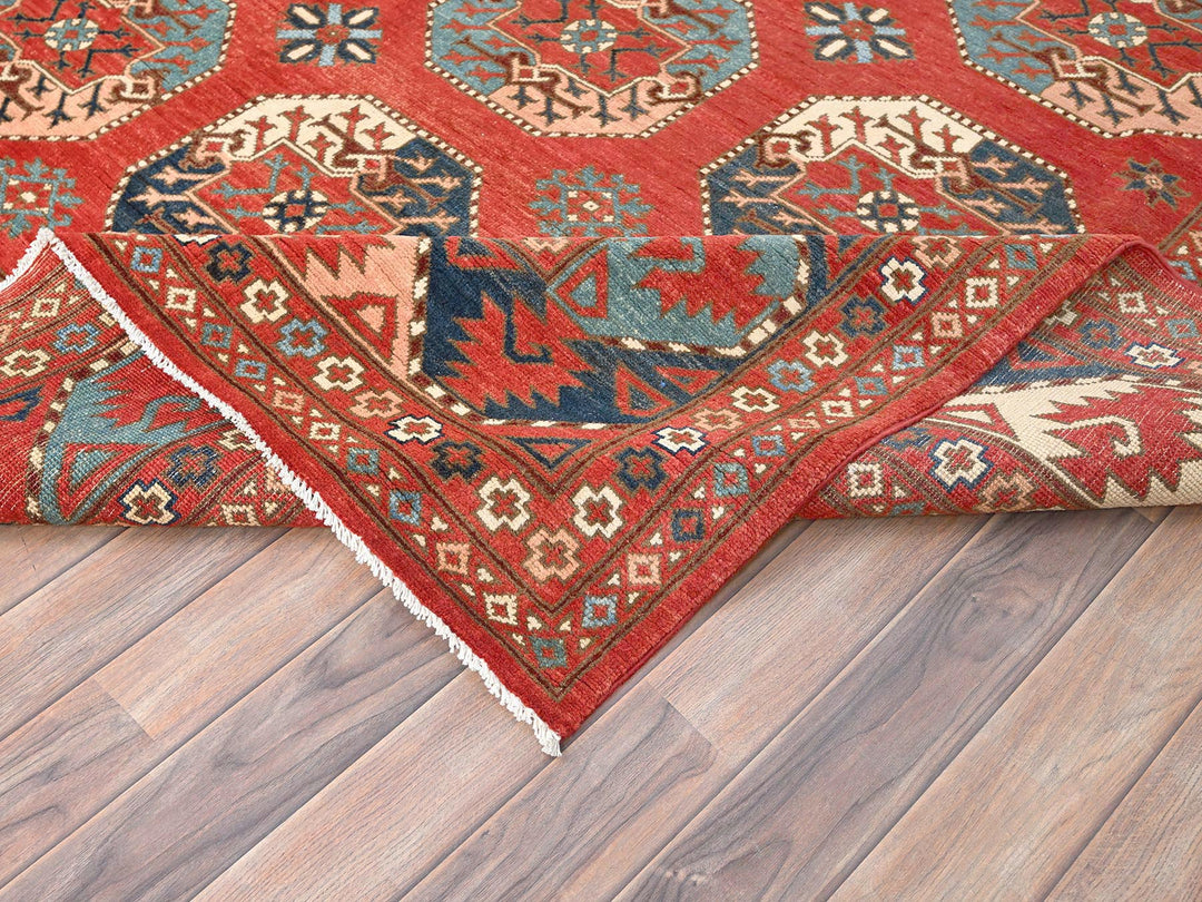 8'2" x 9'10" New Hand Knotted Red Wool Rectangle Oriental Rug - MOA10285416