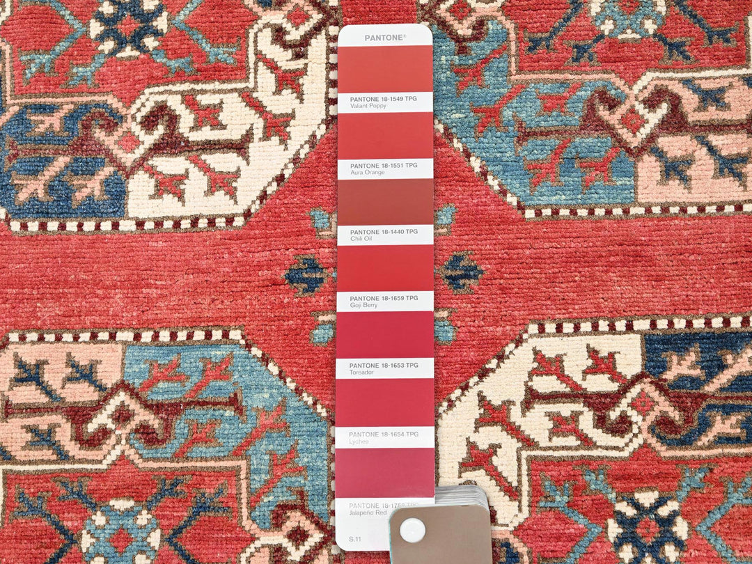 8'2" x 9'10" New Hand Knotted Red Wool Rectangle Oriental Rug - MOA10285416