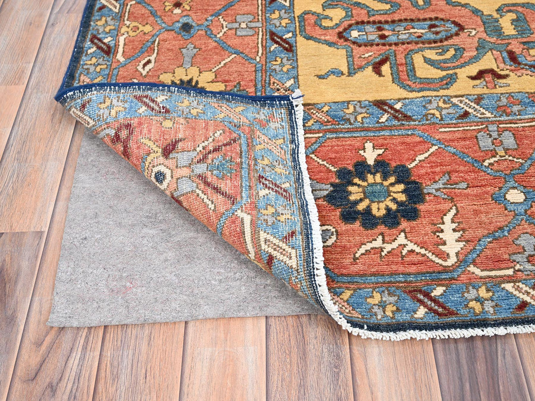8'0" x 9'5" New Hand Knotted Blue Wool Rectangle Oriental Rug - MOA10285435