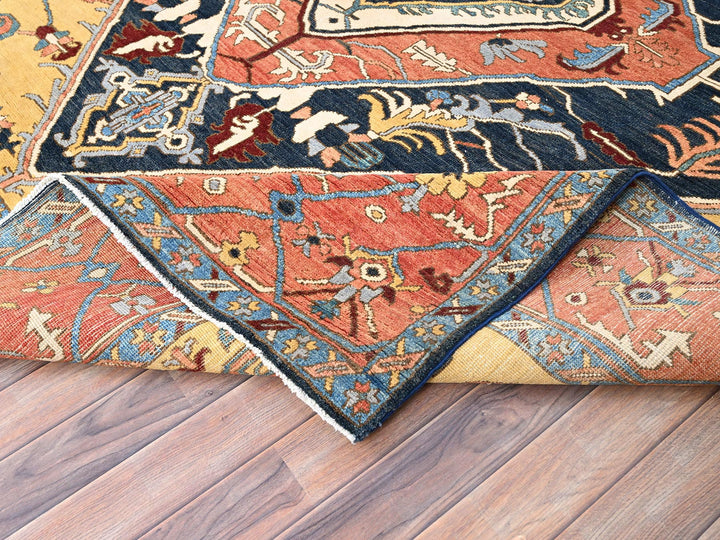 8'0" x 9'5" New Hand Knotted Blue Wool Rectangle Oriental Rug - MOA10285435