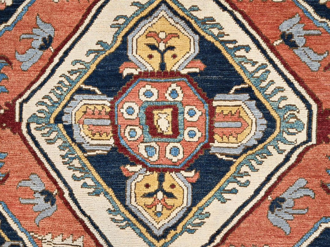 8'0" x 9'5" New Hand Knotted Blue Wool Rectangle Oriental Rug - MOA10285435