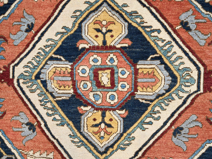 8'0" x 9'5" New Hand Knotted Blue Wool Rectangle Oriental Rug - MOA10285435