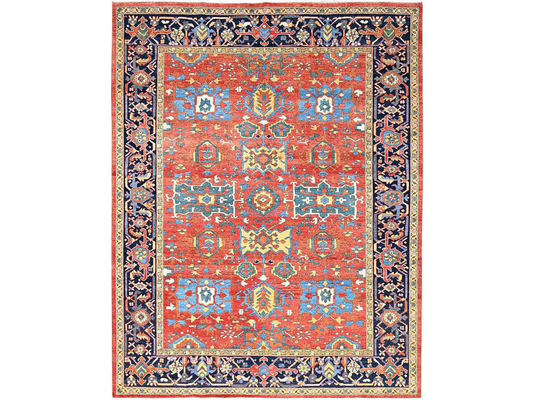 9'0" x 11'6" New Hand Knotted Red Wool Rectangle Oriental Rug - MOA10285436