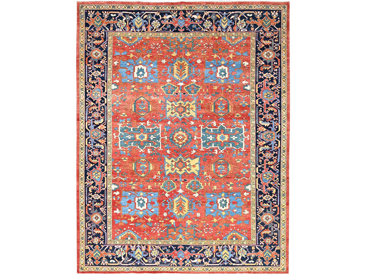 9'0" x 11'6" New Hand Knotted Red Wool Rectangle Oriental Rug - MOA10285436