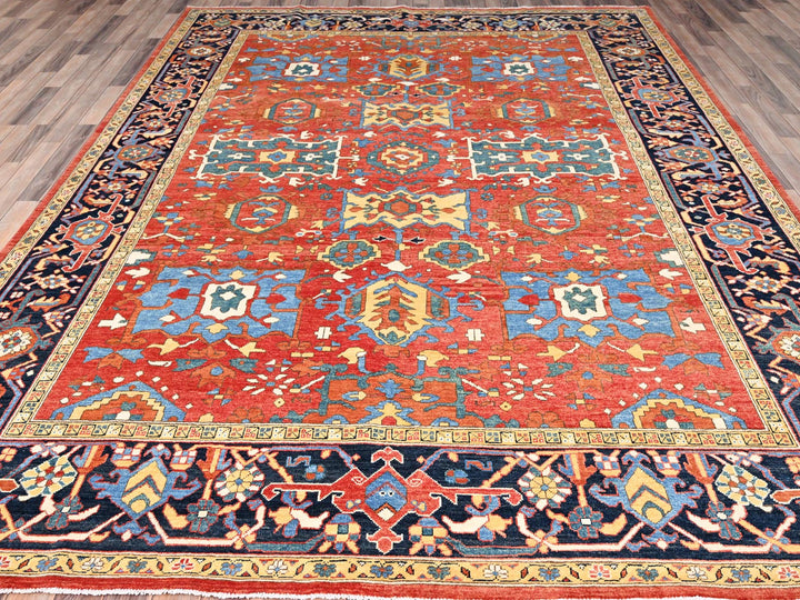 9'0" x 11'6" New Hand Knotted Red Wool Rectangle Oriental Rug - MOA10285436
