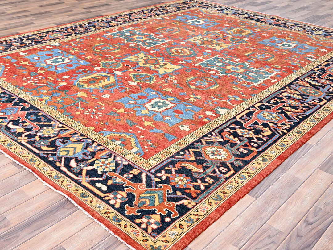 9'0" x 11'6" New Hand Knotted Red Wool Rectangle Oriental Rug - MOA10285436