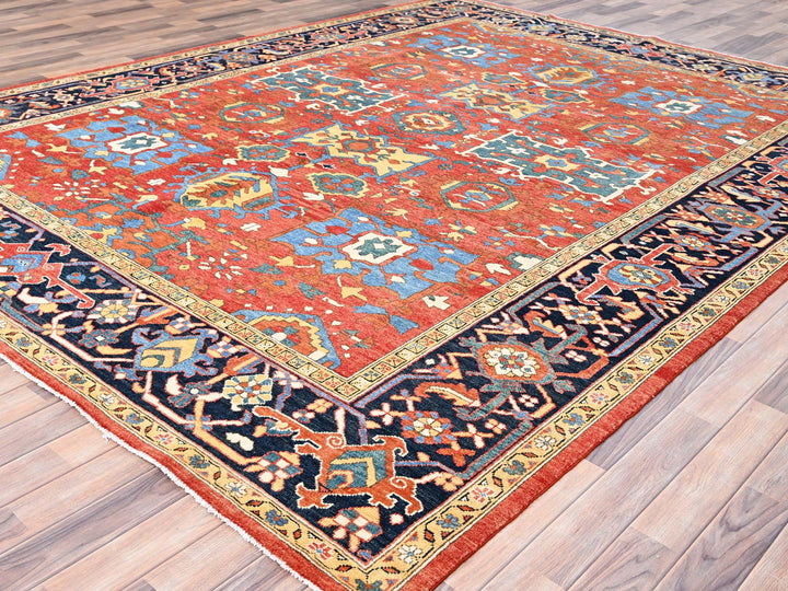 9'0" x 11'6" New Hand Knotted Red Wool Rectangle Oriental Rug - MOA10285436