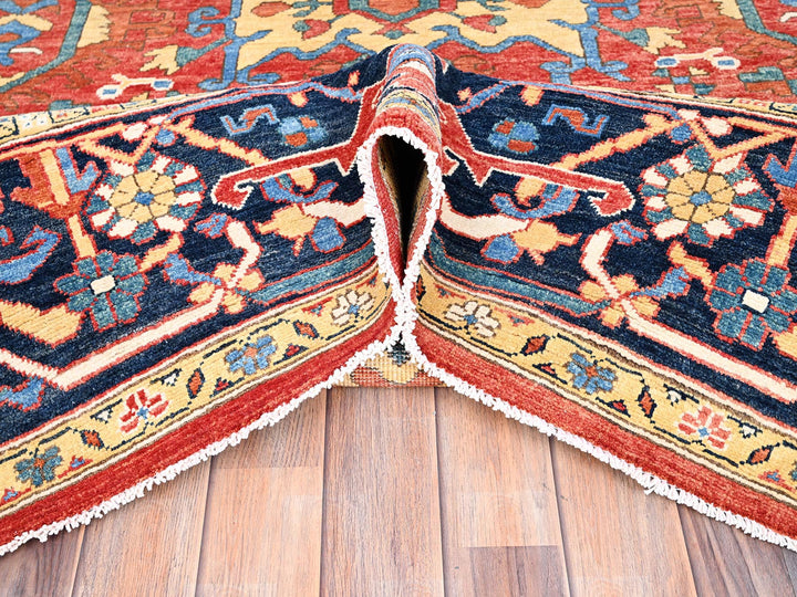 9'0" x 11'6" New Hand Knotted Red Wool Rectangle Oriental Rug - MOA10285436