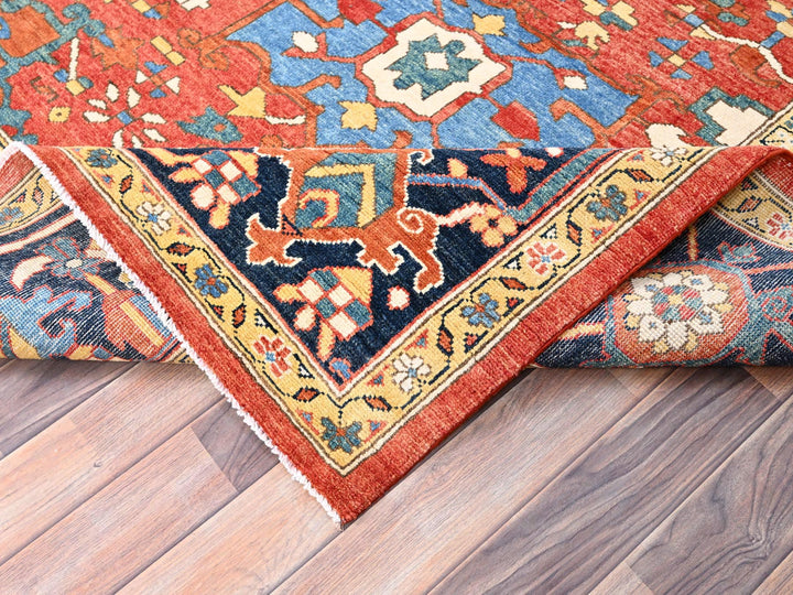 9'0" x 11'6" New Hand Knotted Red Wool Rectangle Oriental Rug - MOA10285436
