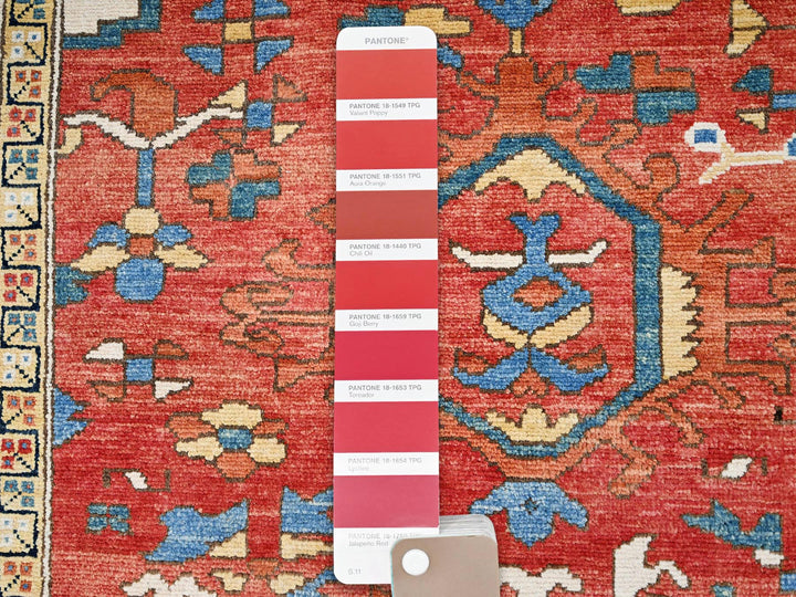 9'0" x 11'6" New Hand Knotted Red Wool Rectangle Oriental Rug - MOA10285436