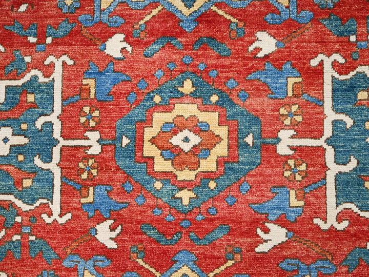 9'0" x 11'6" New Hand Knotted Red Wool Rectangle Oriental Rug - MOA10285436