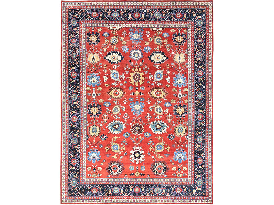 9'9" x 13'0" New Hand Knotted Red Wool Rectangle Oriental Rug - MOA10285440