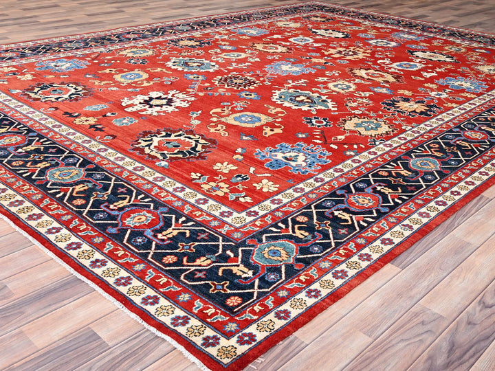 9'9" x 13'0" New Hand Knotted Red Wool Rectangle Oriental Rug - MOA10285440