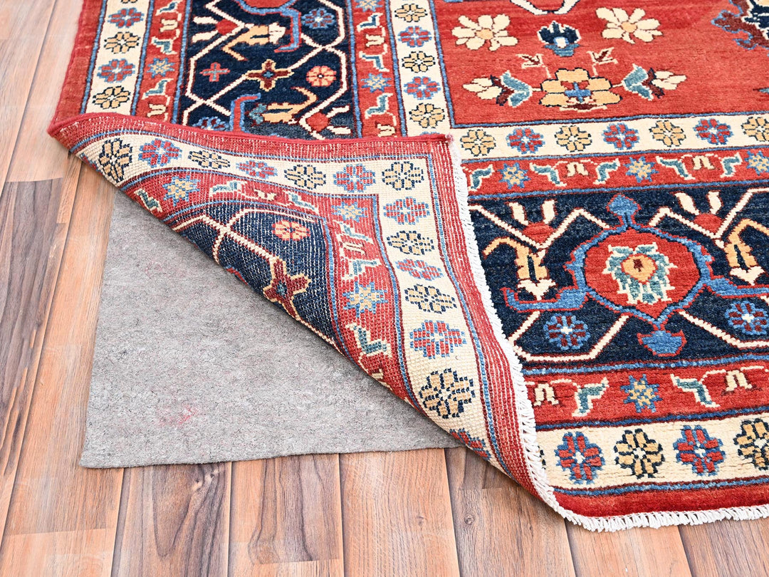 9'9" x 13'0" New Hand Knotted Red Wool Rectangle Oriental Rug - MOA10285440
