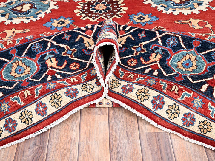 9'9" x 13'0" New Hand Knotted Red Wool Rectangle Oriental Rug - MOA10285440