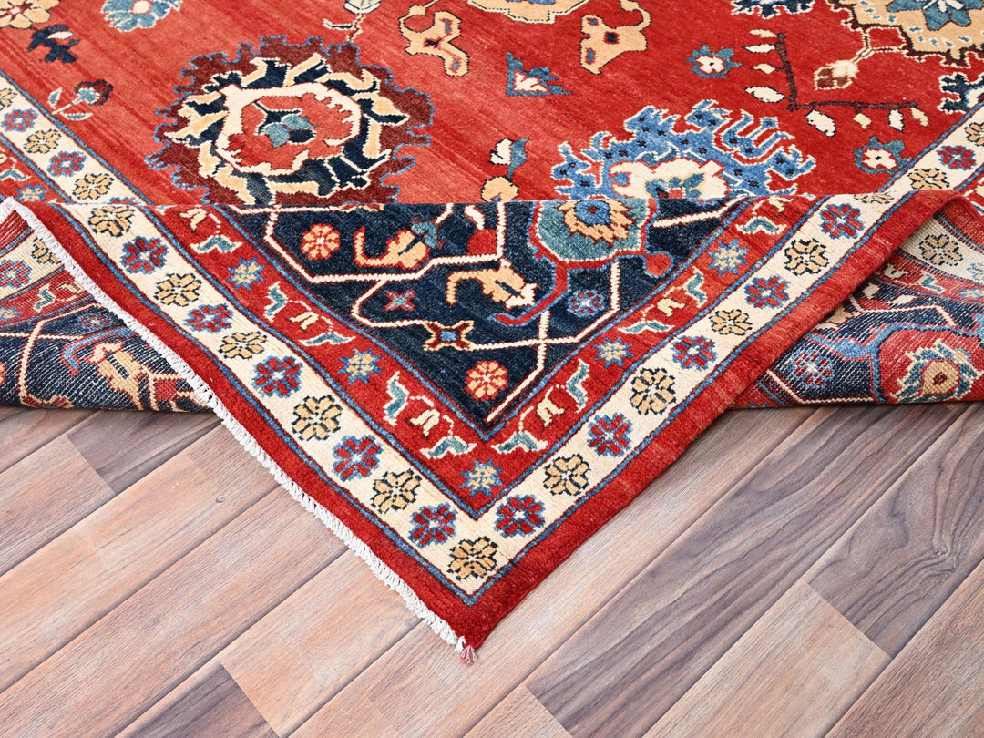 9'9" x 13'0" New Hand Knotted Red Wool Rectangle Oriental Rug - MOA10285440