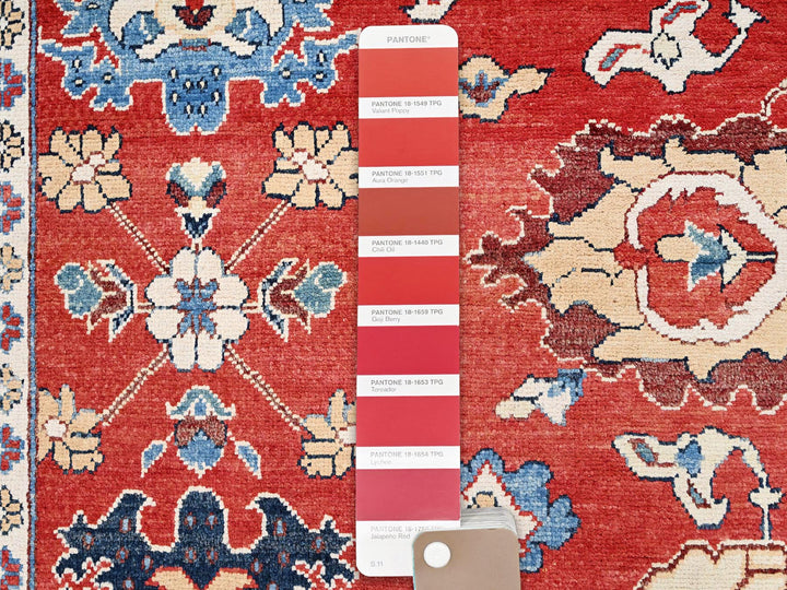 9'9" x 13'0" New Hand Knotted Red Wool Rectangle Oriental Rug - MOA10285440
