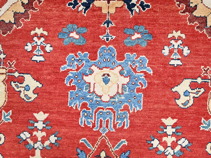 9'9" x 13'0" New Hand Knotted Red Wool Rectangle Oriental Rug - MOA10285440