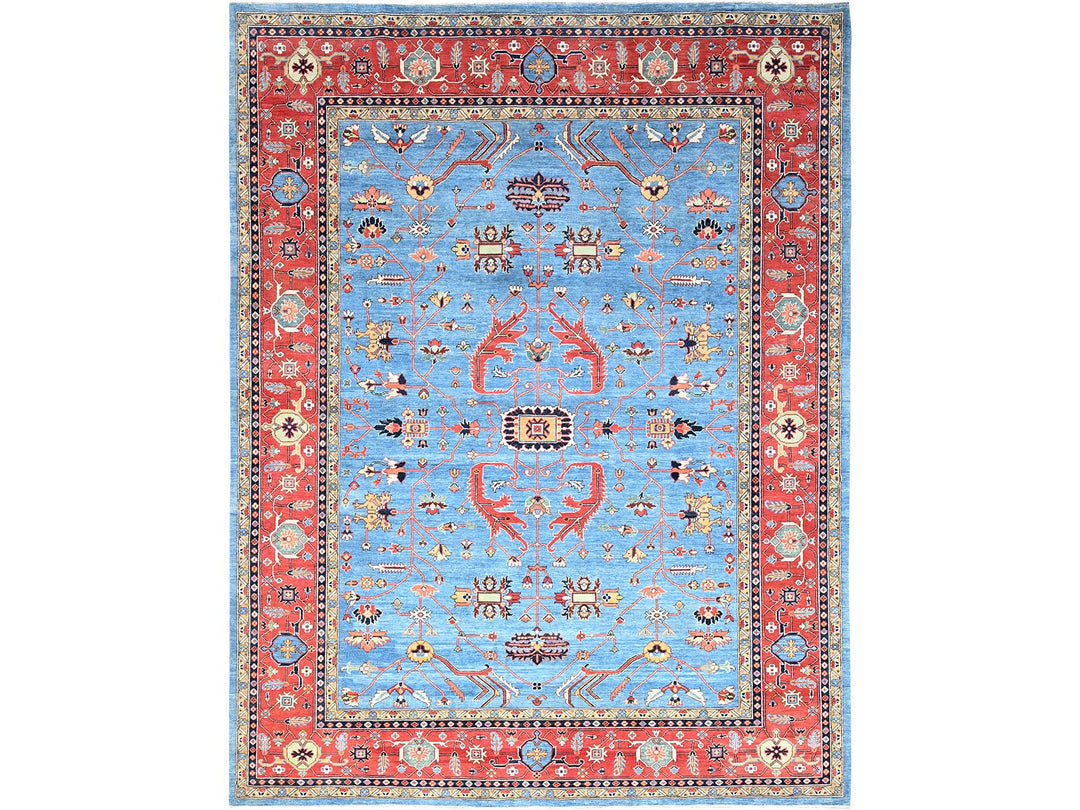 9'0" x 11'6" New Hand Knotted Blue Wool Rectangle Oriental Rug - MOA10285447