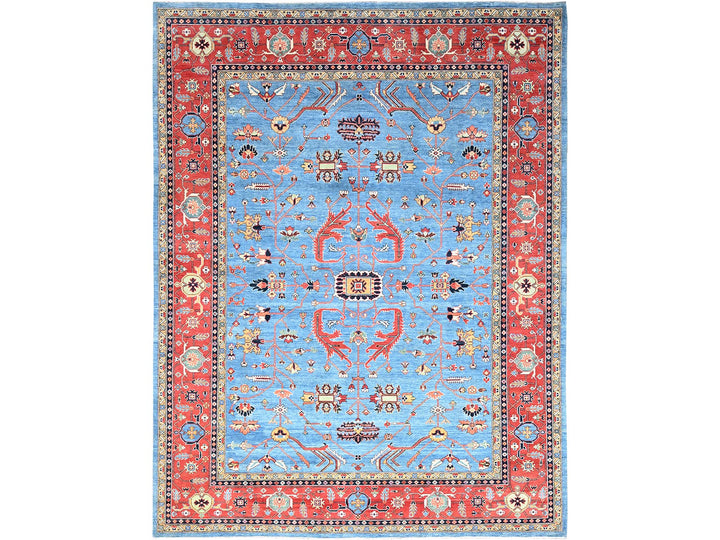 9'0" x 11'6" New Hand Knotted Blue Wool Rectangle Oriental Rug - MOA10285447
