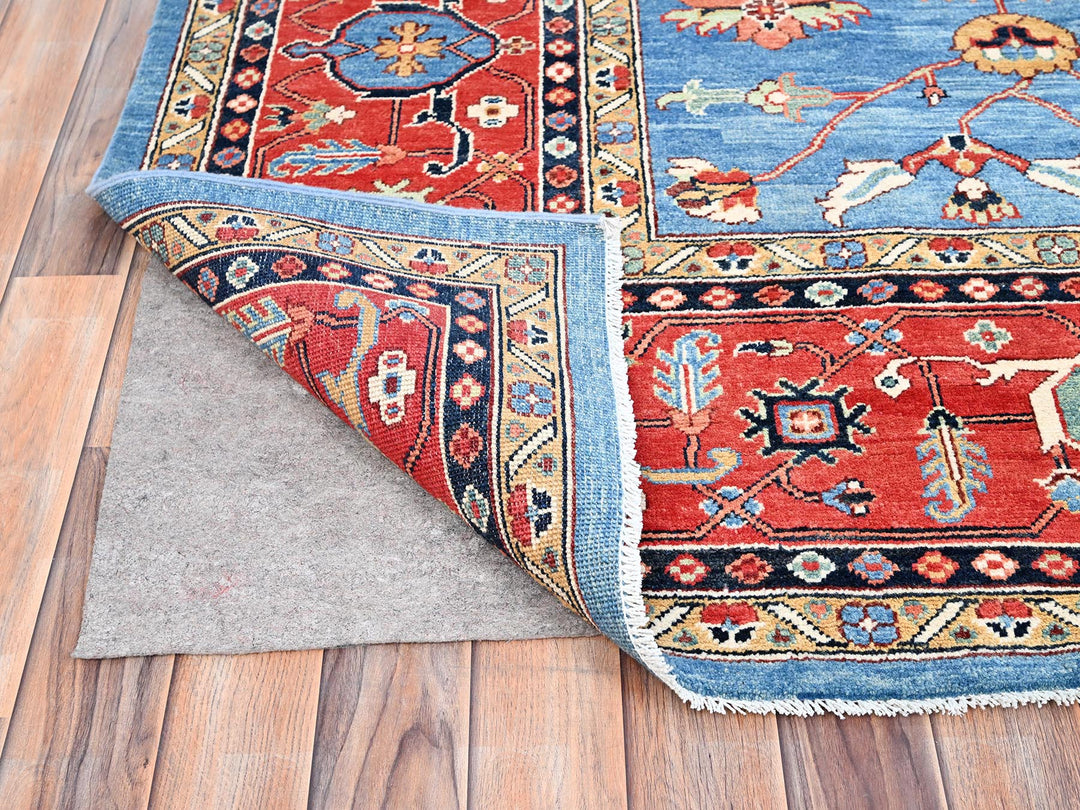 9'0" x 11'6" New Hand Knotted Blue Wool Rectangle Oriental Rug - MOA10285447