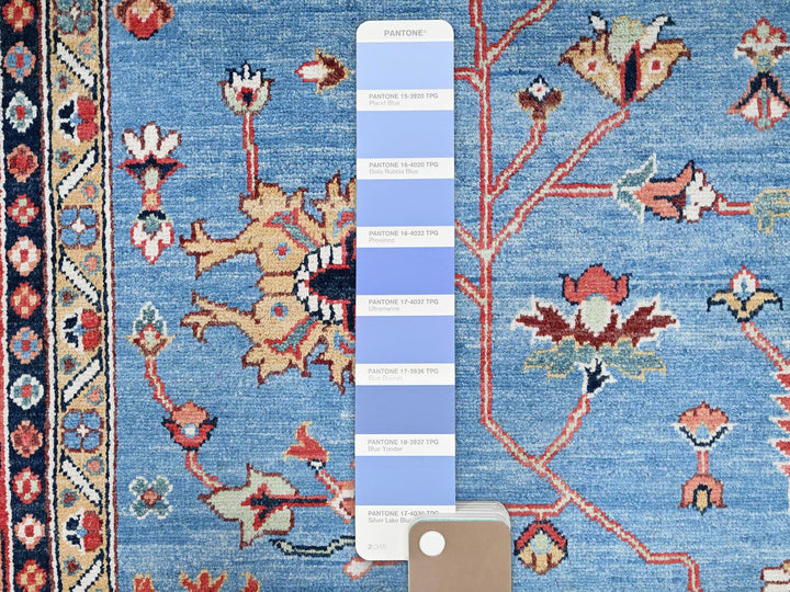 9'0" x 11'6" New Hand Knotted Blue Wool Rectangle Oriental Rug - MOA10285447