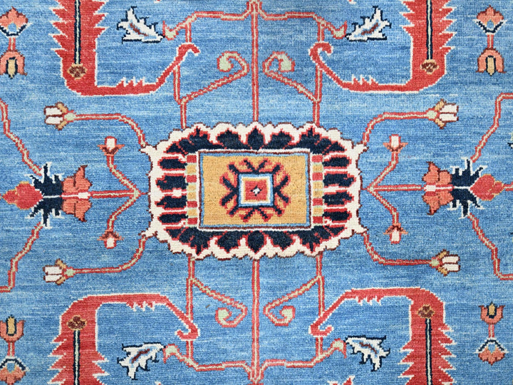 9'0" x 11'6" New Hand Knotted Blue Wool Rectangle Oriental Rug - MOA10285447