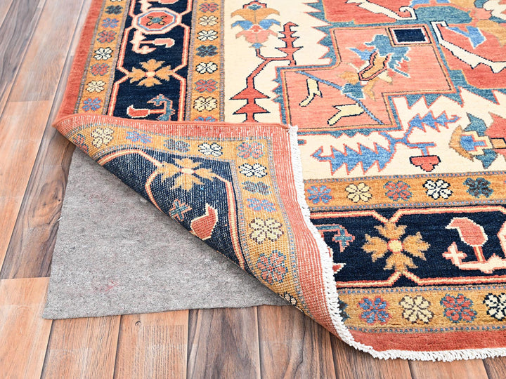 8'2" x 9'10" New Hand Knotted Orange Wool Rectangle Oriental Rug - MOA10285459