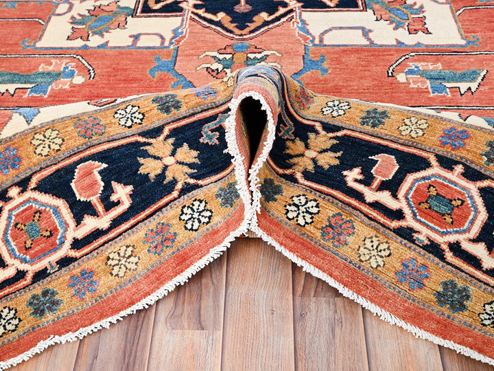 8'2" x 9'10" New Hand Knotted Orange Wool Rectangle Oriental Rug - MOA10285459