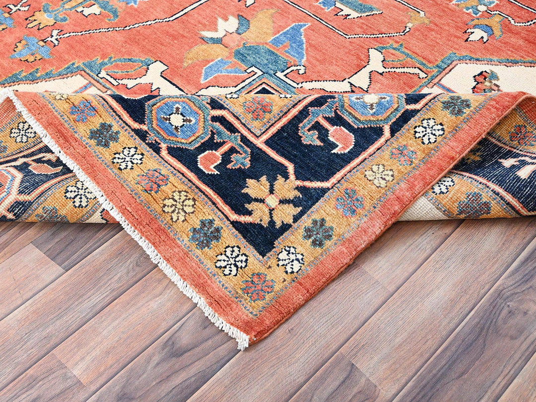 8'2" x 9'10" New Hand Knotted Orange Wool Rectangle Oriental Rug - MOA10285459