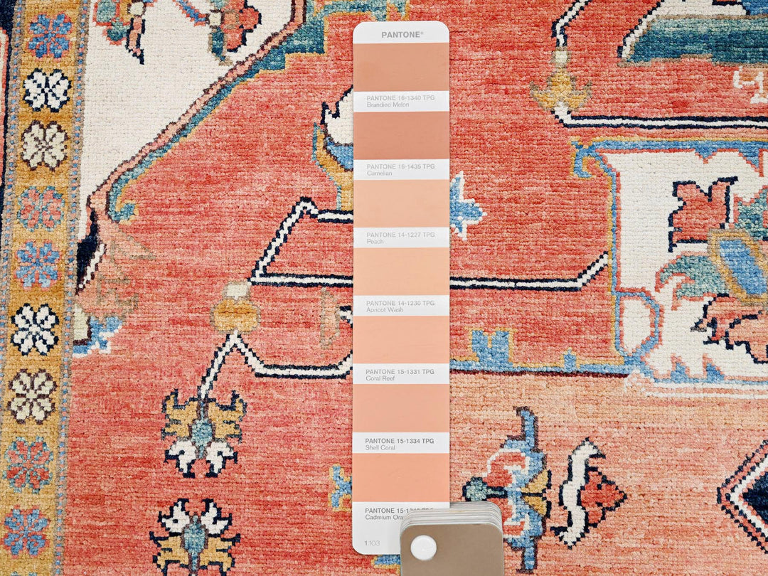 8'2" x 9'10" New Hand Knotted Orange Wool Rectangle Oriental Rug - MOA10285459