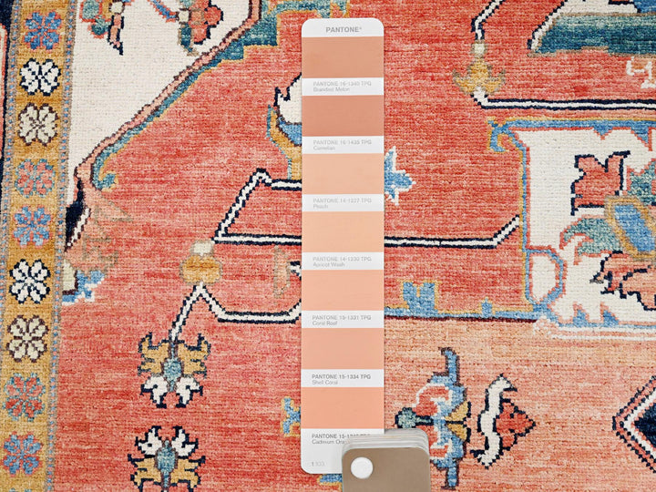 8'2" x 9'10" New Hand Knotted Orange Wool Rectangle Oriental Rug - MOA10285459