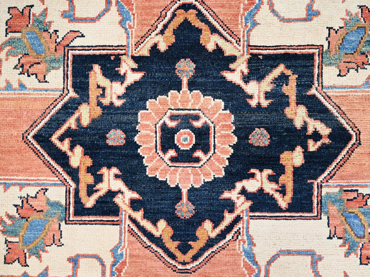 8'2" x 9'10" New Hand Knotted Orange Wool Rectangle Oriental Rug - MOA10285459