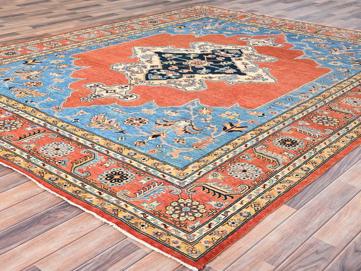 8'0" x 9'10" New Hand Knotted Orange Wool Rectangle Oriental Rug - MOA10285461
