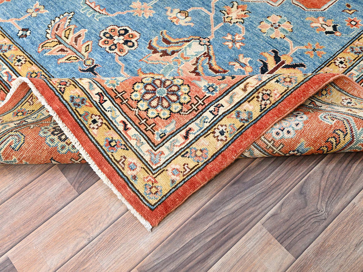 8'0" x 9'10" New Hand Knotted Orange Wool Rectangle Oriental Rug - MOA10285461