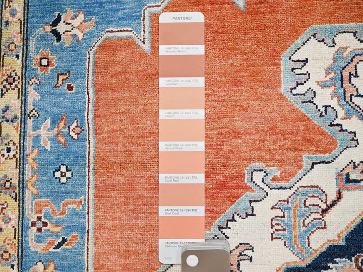 8'0" x 9'10" New Hand Knotted Orange Wool Rectangle Oriental Rug - MOA10285461