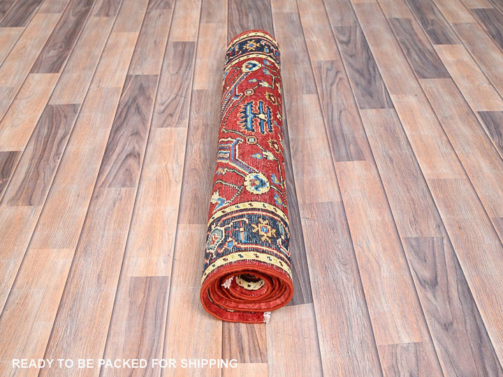 2'10" x 4'7" New Hand Knotted Red Wool Rectangle Oriental Rug - MOA10285511