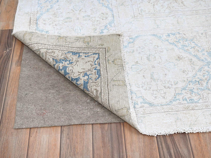 9'4" x 12'3" Vintage Hand Knotted Ivory Wool Rectangle Oriental Rug - MOA10285525