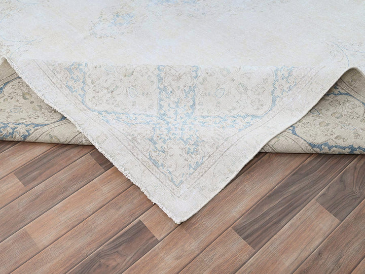 9'4" x 12'3" Vintage Hand Knotted Ivory Wool Rectangle Oriental Rug - MOA10285525